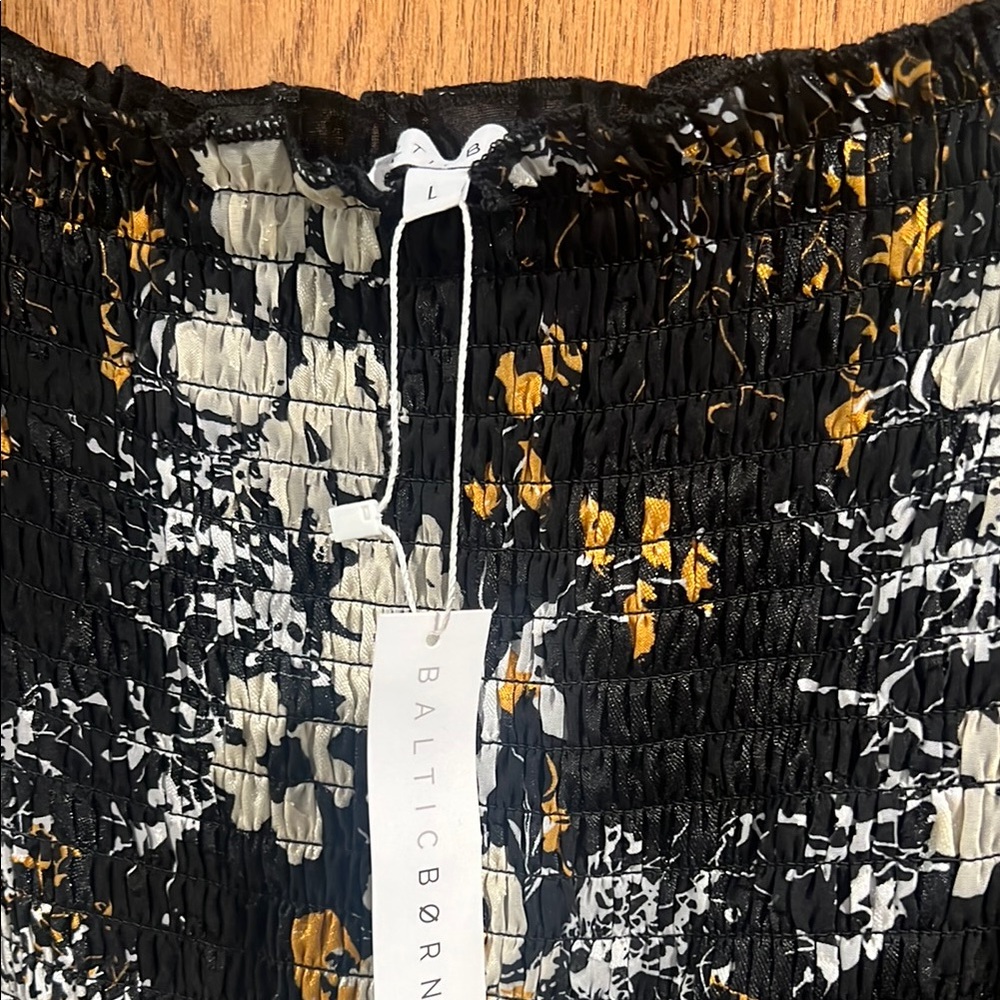 Baltic Born Fabian Jacquard Black and Gold floral Patterned Midi